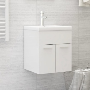 Mueble con lavabo madera de ingeniería blanco brillante