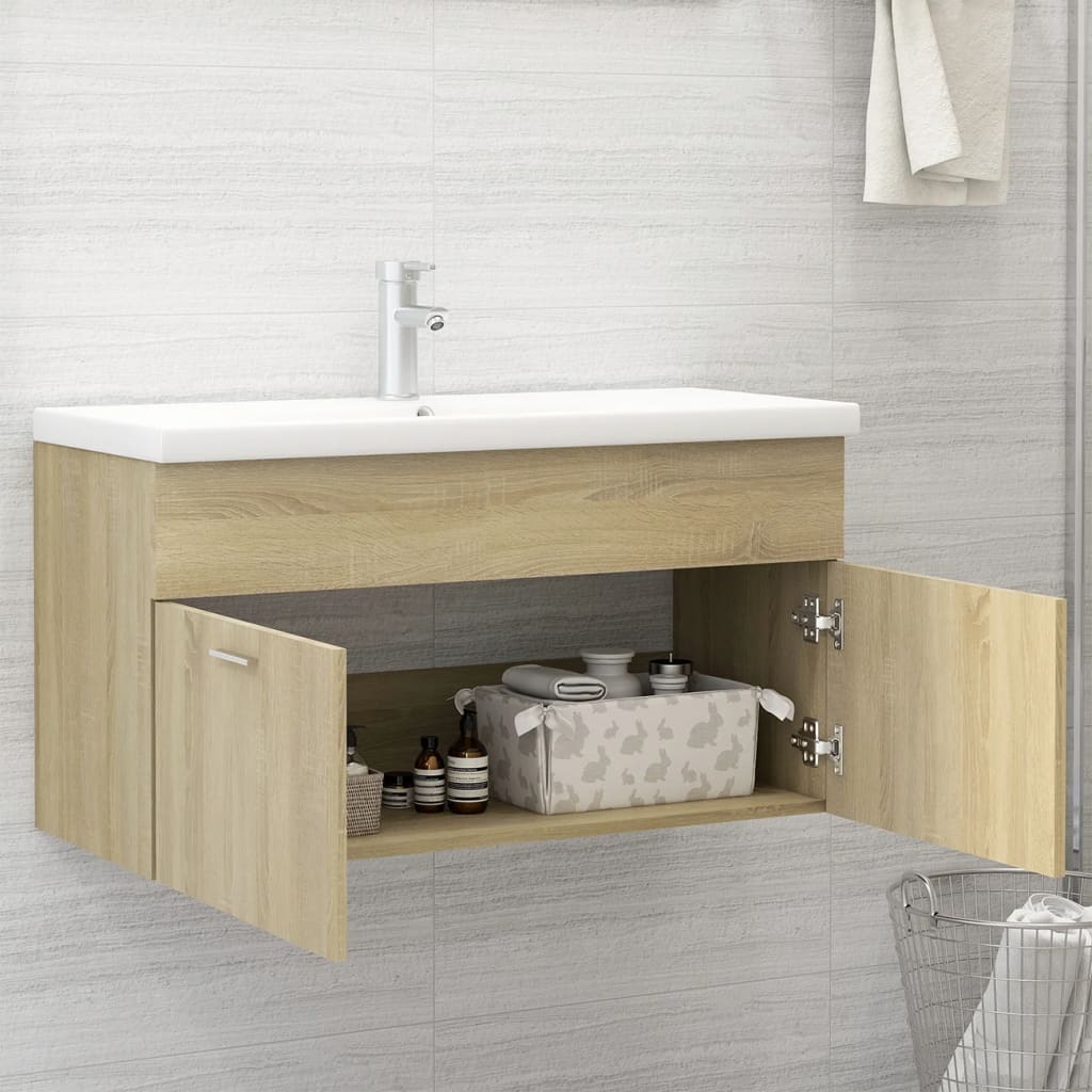 Mueble con lavabo madera de ingeniería roble Sonoma - Imagen 3