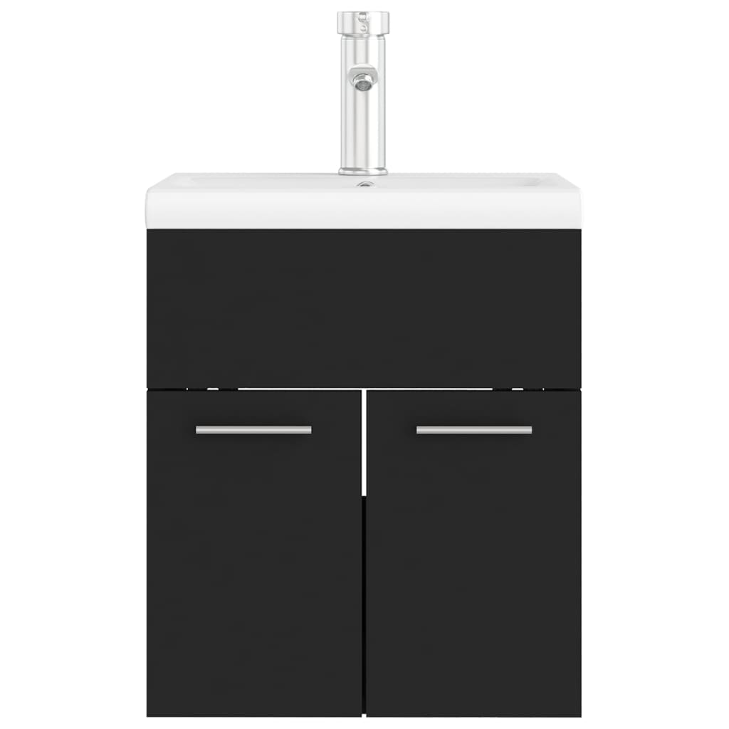 Mueble con lavabo madera de ingeniería negro - Imagen 5