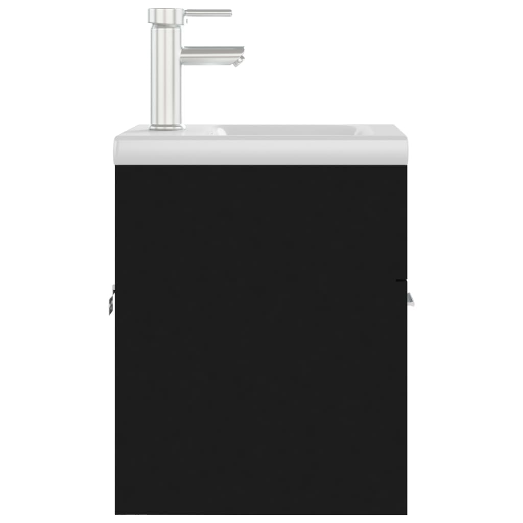 Mueble con lavabo madera de ingeniería negro - Imagen 6