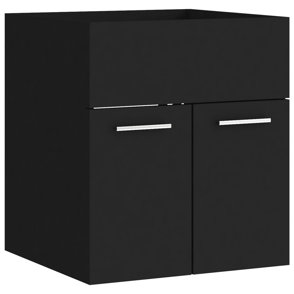 Mueble con lavabo madera de ingeniería negro - Imagen 8