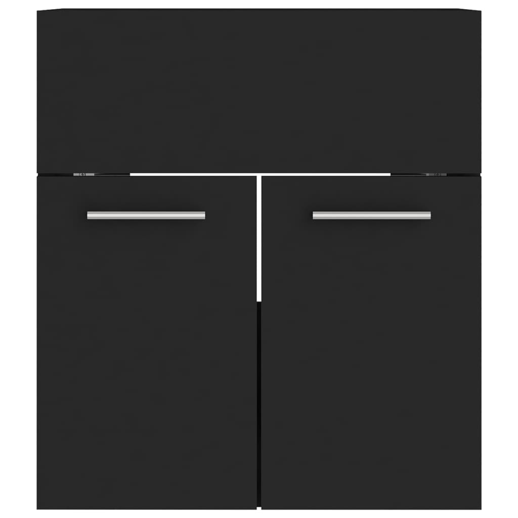 Mueble con lavabo madera de ingeniería negro - Imagen 9