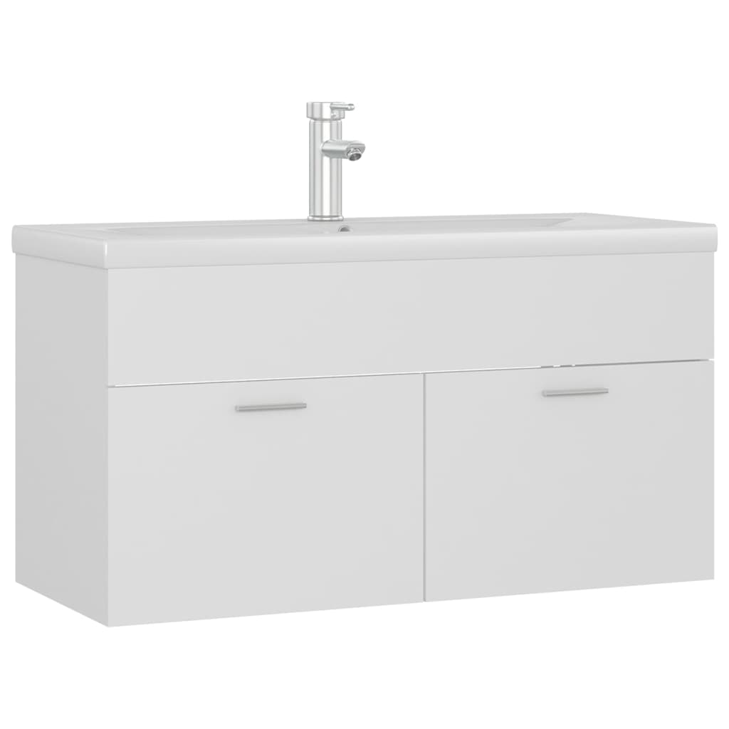 Mueble con lavabo madera de ingeniería blanco - Imagen 2