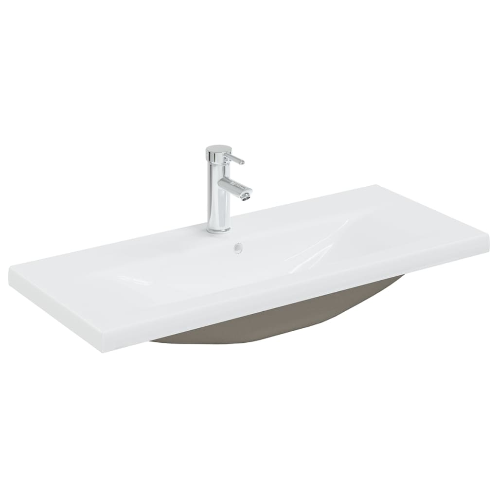 Mueble con lavabo madera de ingeniería blanco - Imagen 10