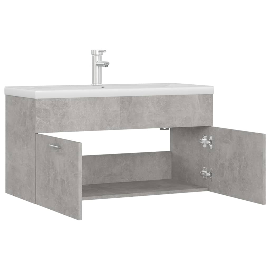 Mueble con lavabo madera de ingeniería gris hormigón - Imagen 5