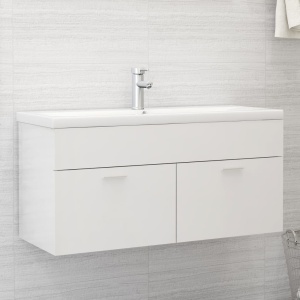 Mueble con lavabo madera de ingeniería blanco brillante