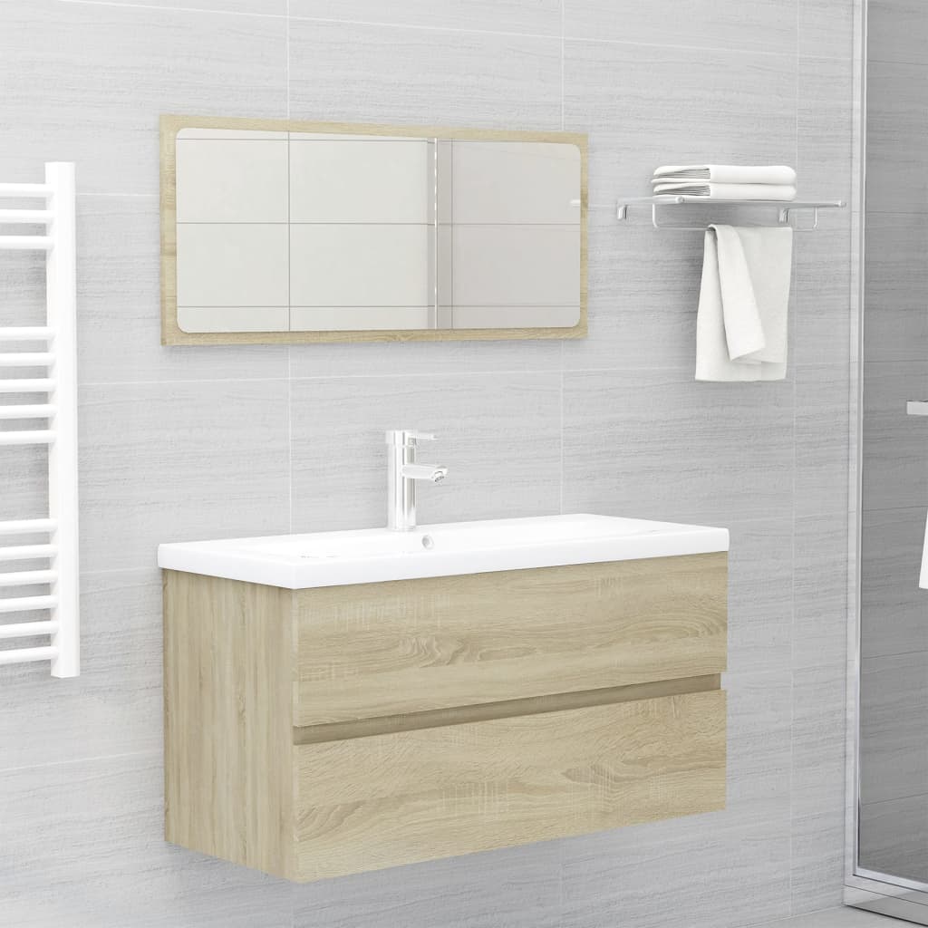 Mueble con lavabo madera de ingeniería roble Sonoma - Imagen 9