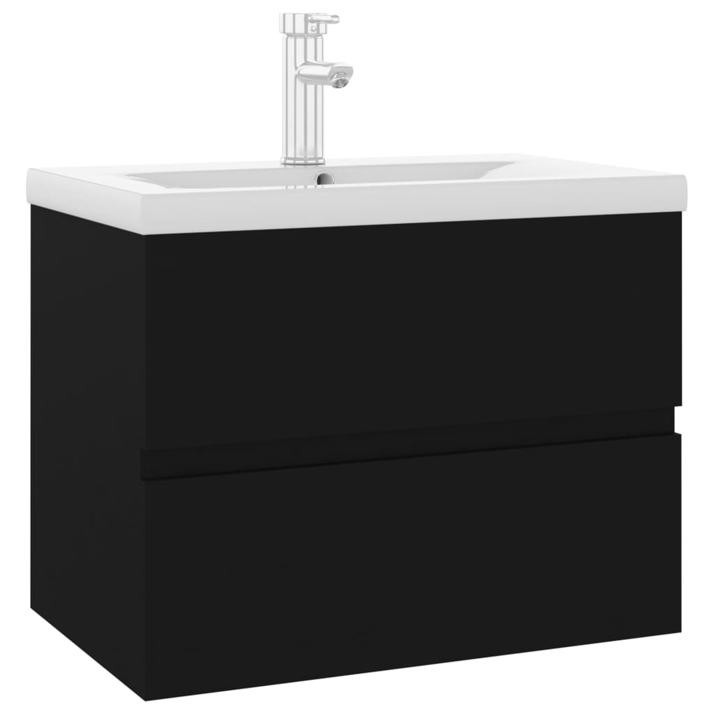 Mueble con lavabo madera de ingeniería negro - Imagen 2