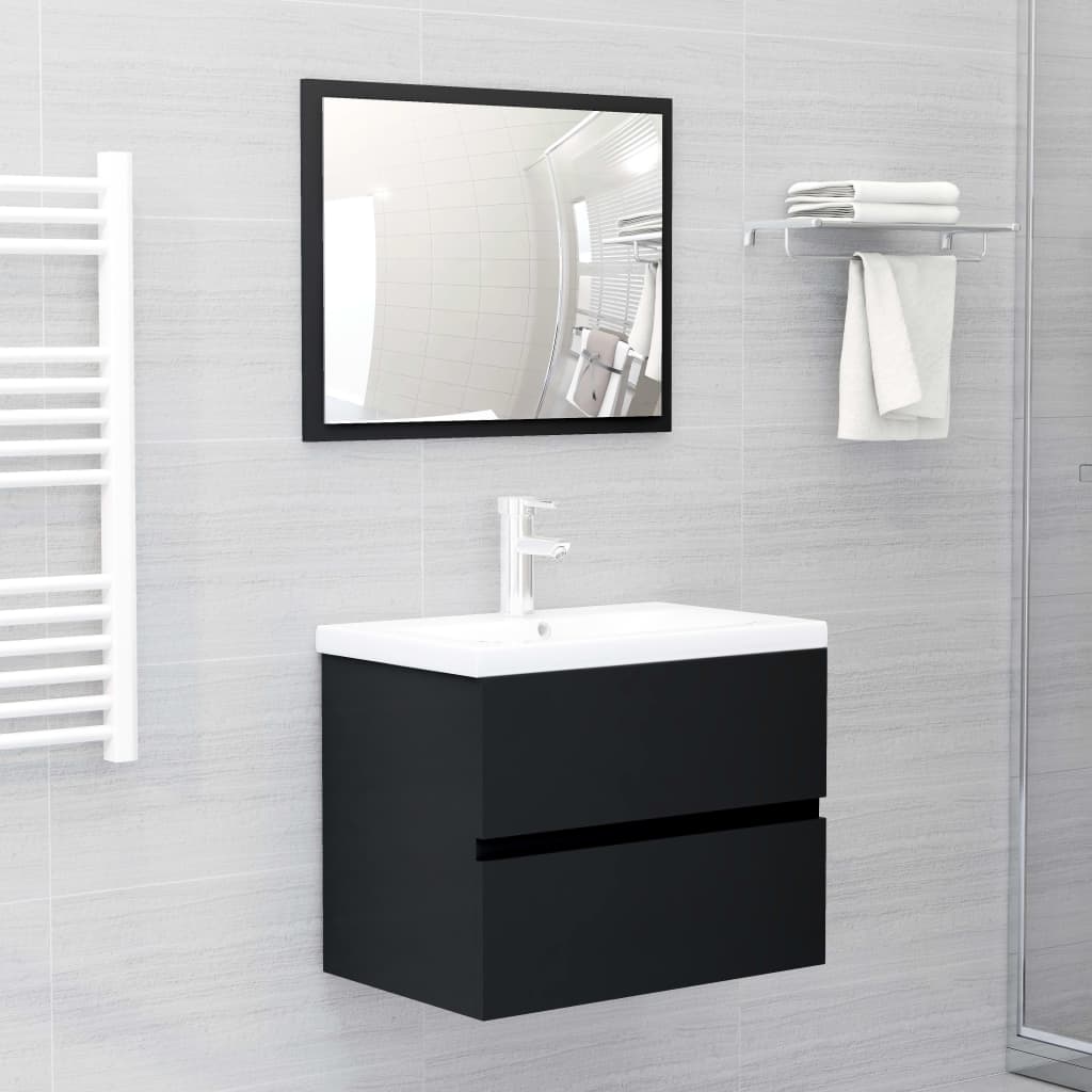 Mueble con lavabo madera de ingeniería negro - Imagen 3
