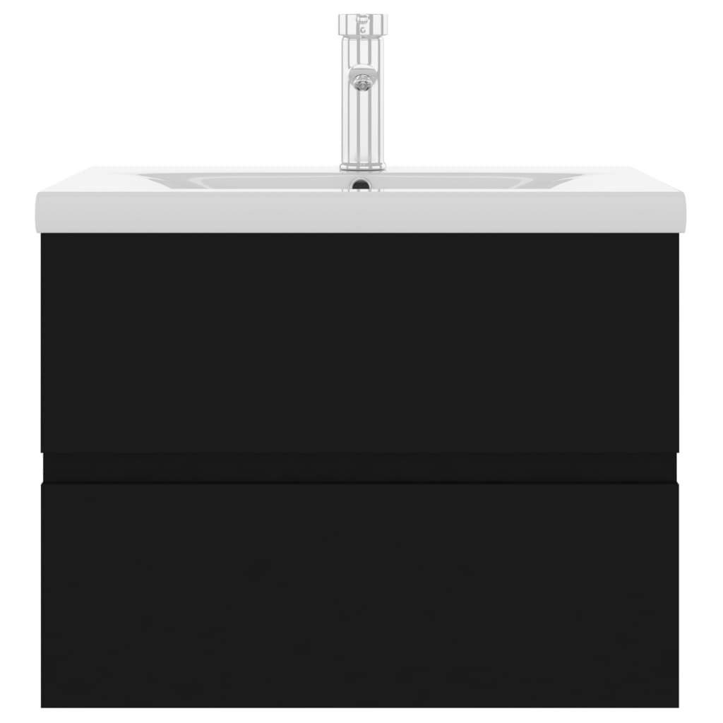 Mueble con lavabo madera de ingeniería negro - Imagen 4