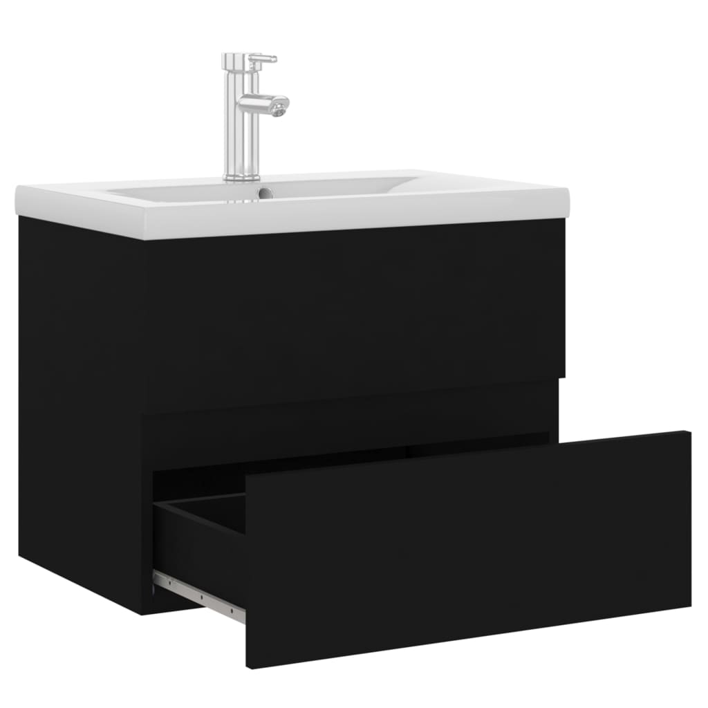 Mueble con lavabo madera de ingeniería negro - Imagen 6