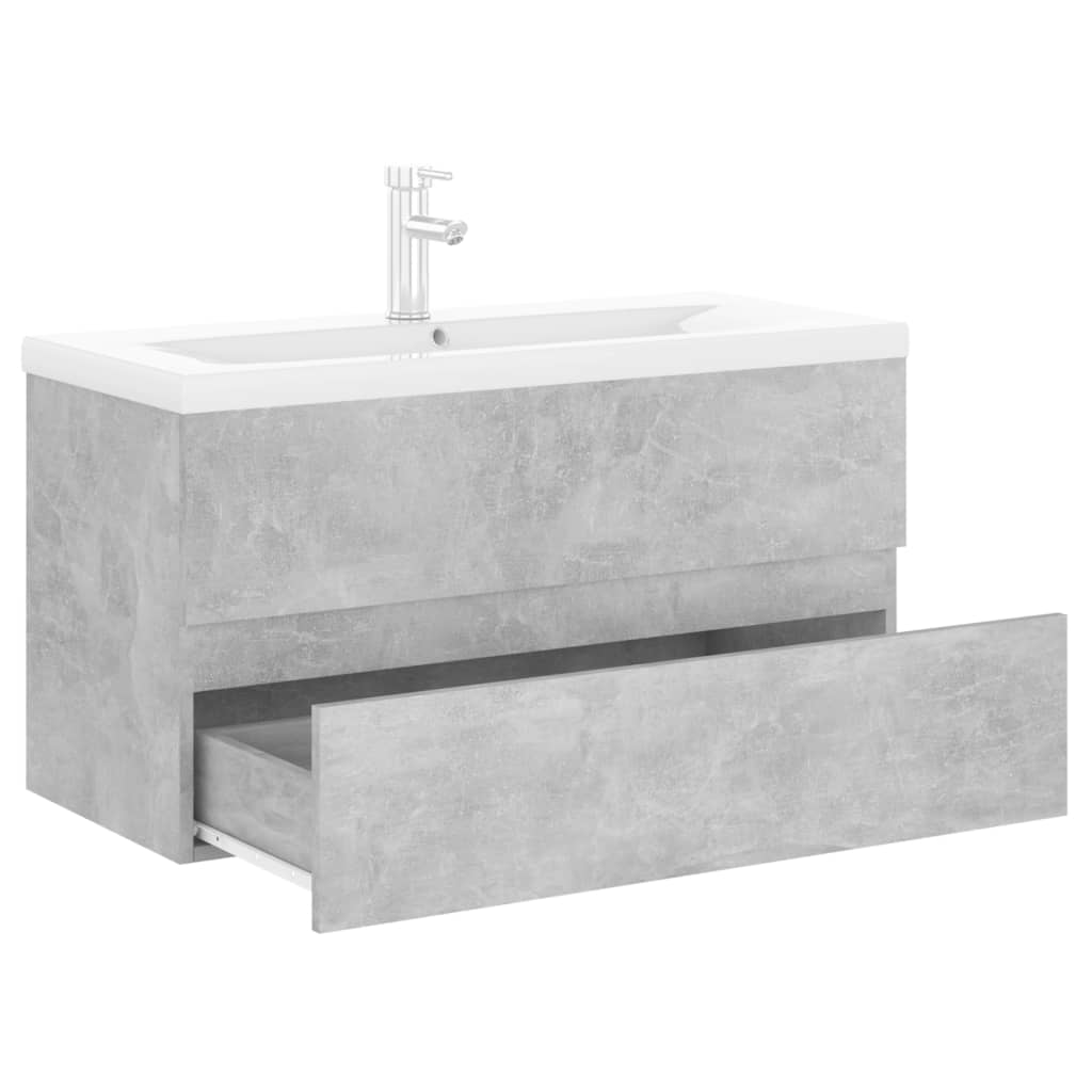 Mueble con lavabo madera de ingeniería gris hormigón - Imagen 6