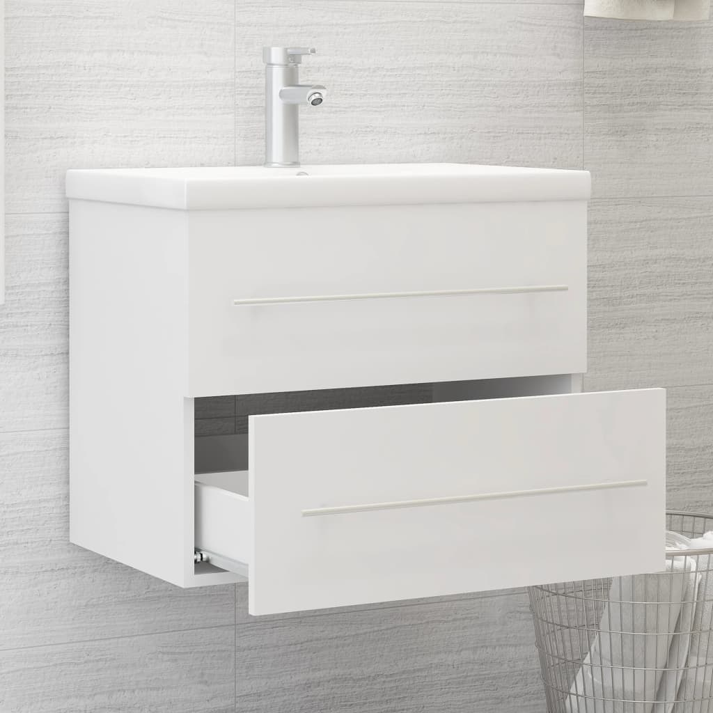 Mueble con lavabo madera de ingeniería blanco - Imagen 3