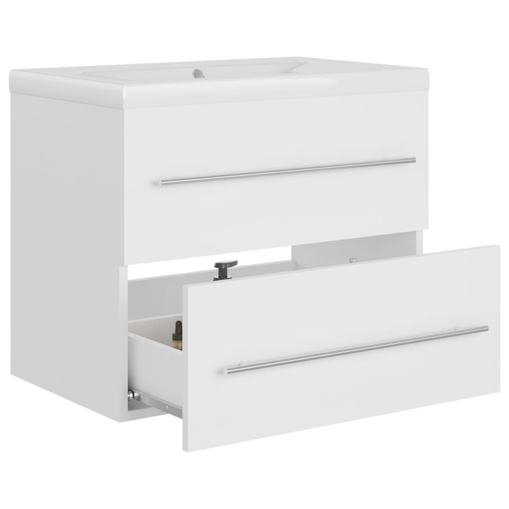 Mueble con lavabo madera de ingeniería blanco - Imagen 4