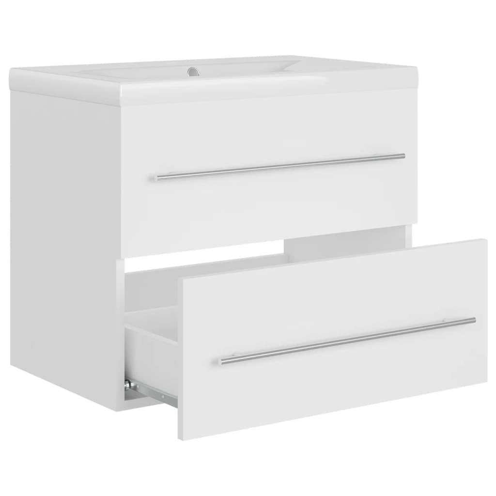 Mueble con lavabo madera de ingeniería blanco - Imagen 5