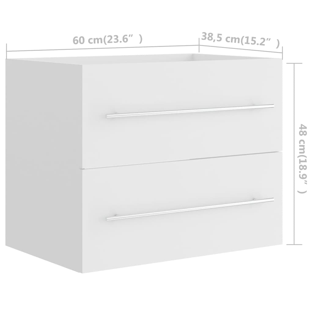 Mueble con lavabo madera de ingeniería blanco - Imagen 10