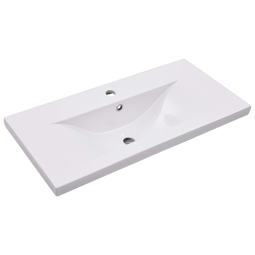 Mueble con lavabo madera de ingeniería blanco - Imagen 10