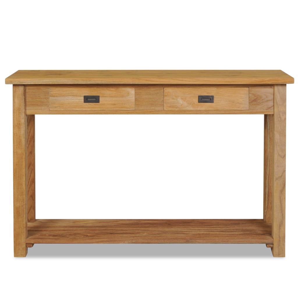 Mesa consola de madera de teca maciza 120x30x80 cm - Imagen 2