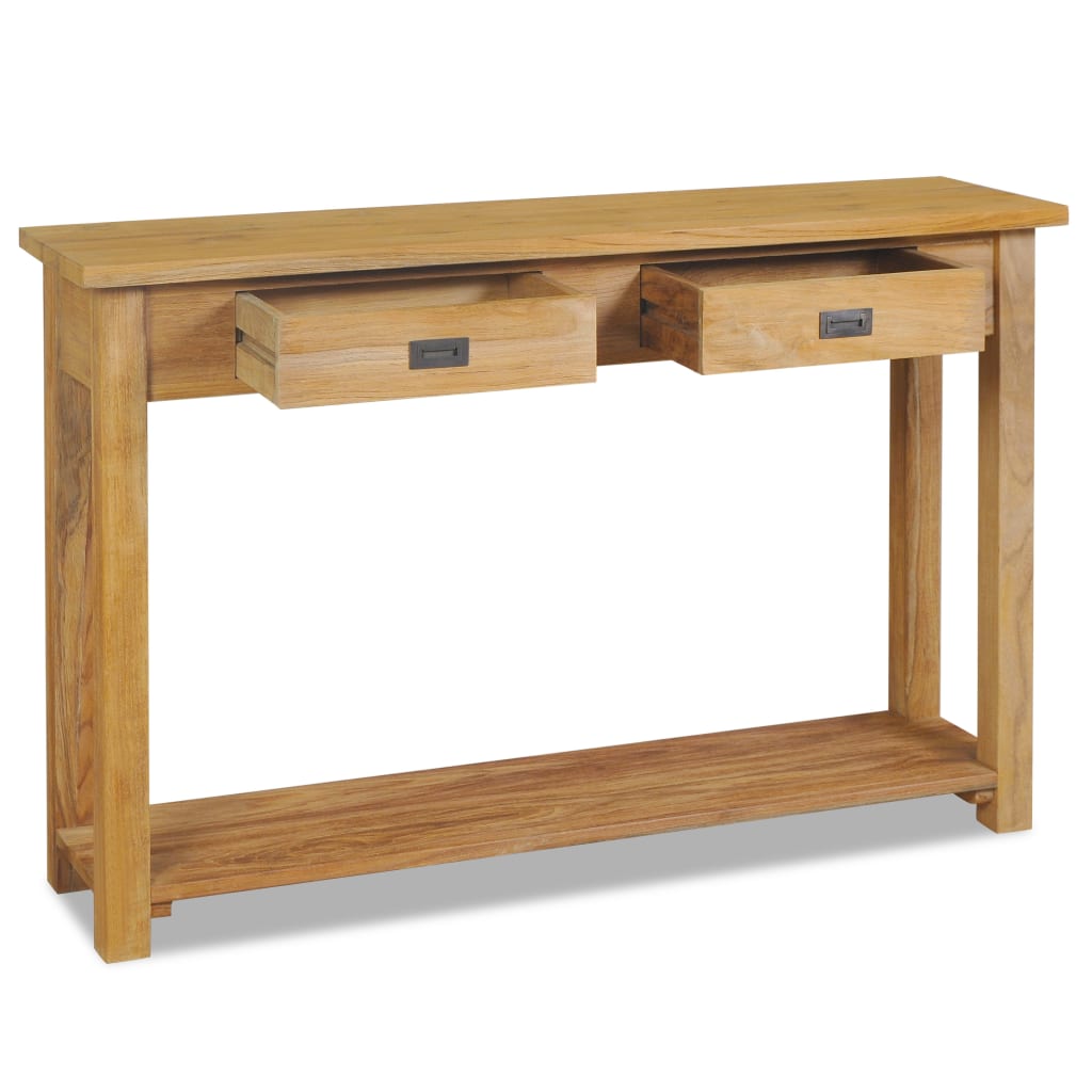 Mesa consola de madera de teca maciza 120x30x80 cm - Imagen 3