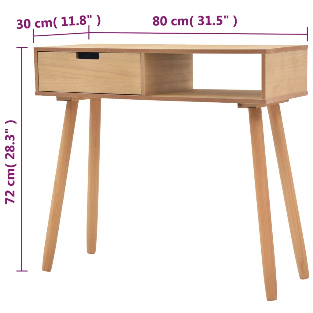 Mesa consola de madera maciza de pino 80x30x72 cm marrón - Imagen 6