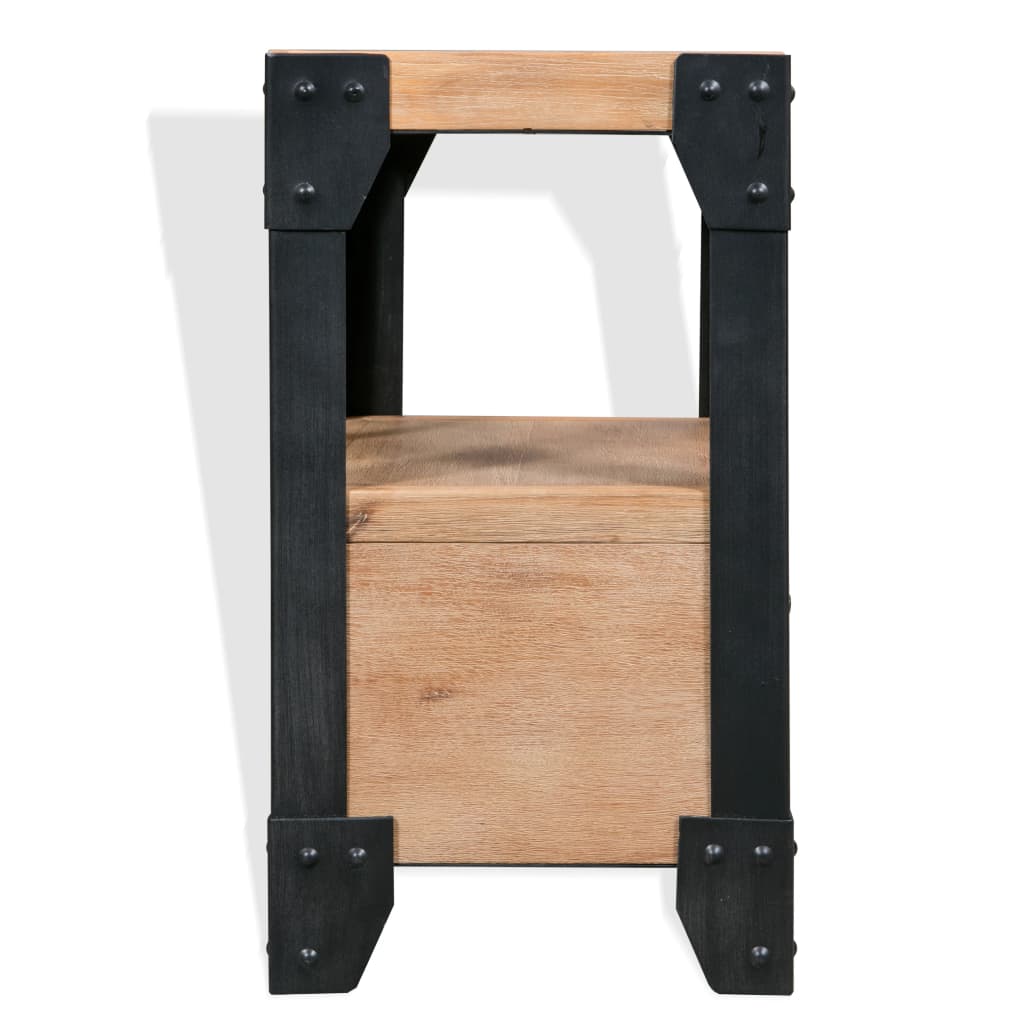 Mesita de noche de madera maciza acacia y acero 40x30x54 cm - Imagen 3