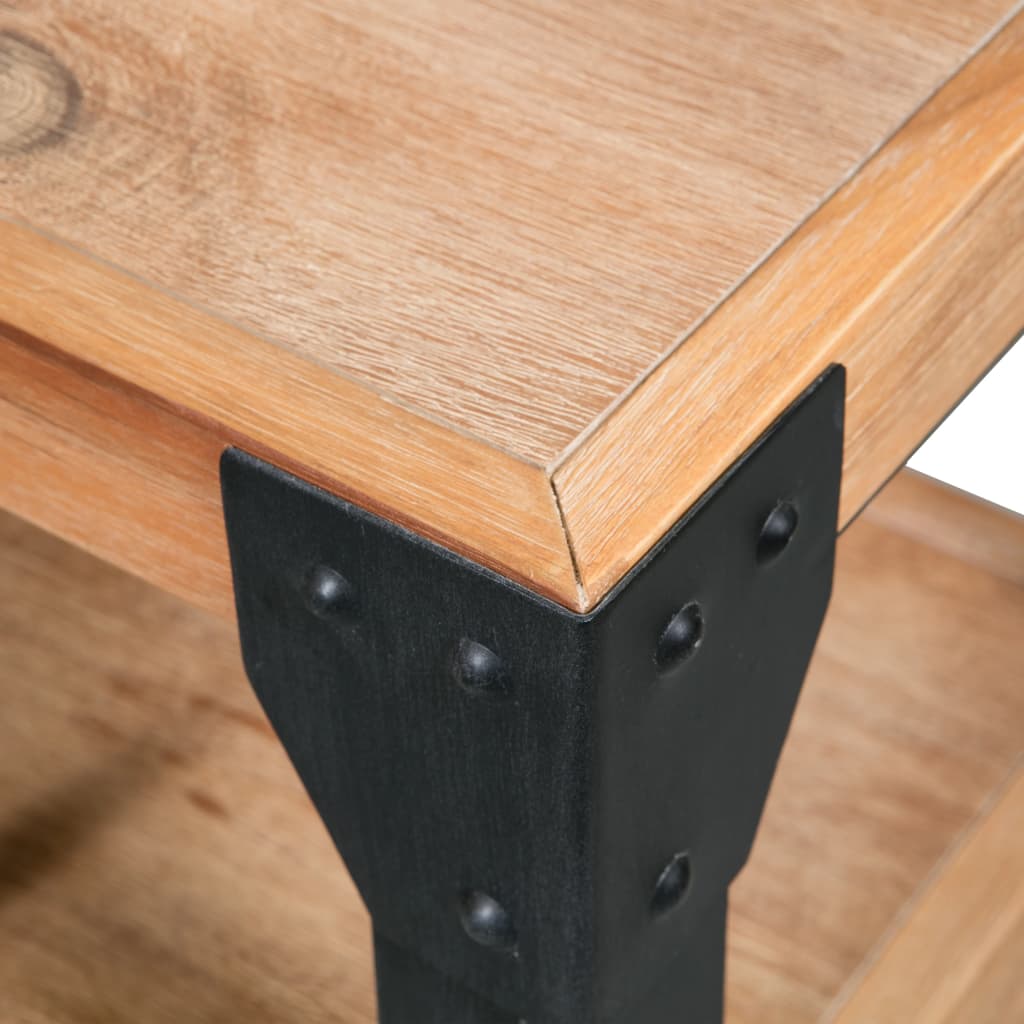 Mesita de noche de madera maciza acacia y acero 40x30x54 cm - Imagen 4