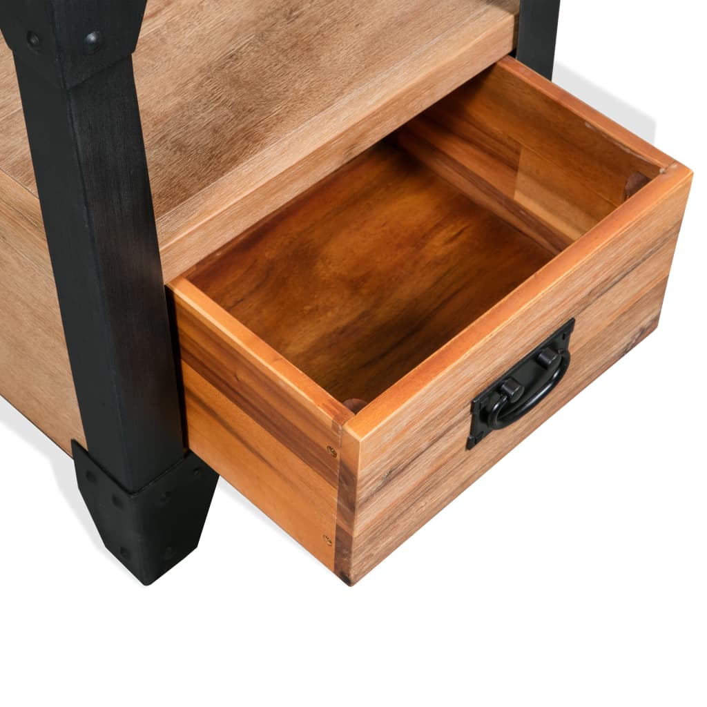 Mesita de noche de madera maciza acacia y acero 40x30x54 cm - Imagen 5