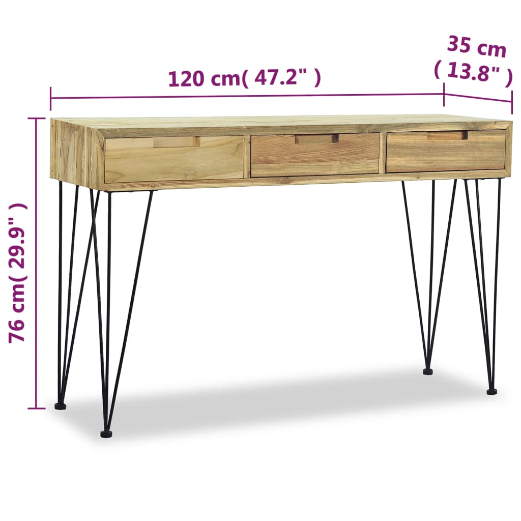 Mesa consola de teca maciza 120x35x76 cm - Imagen 10