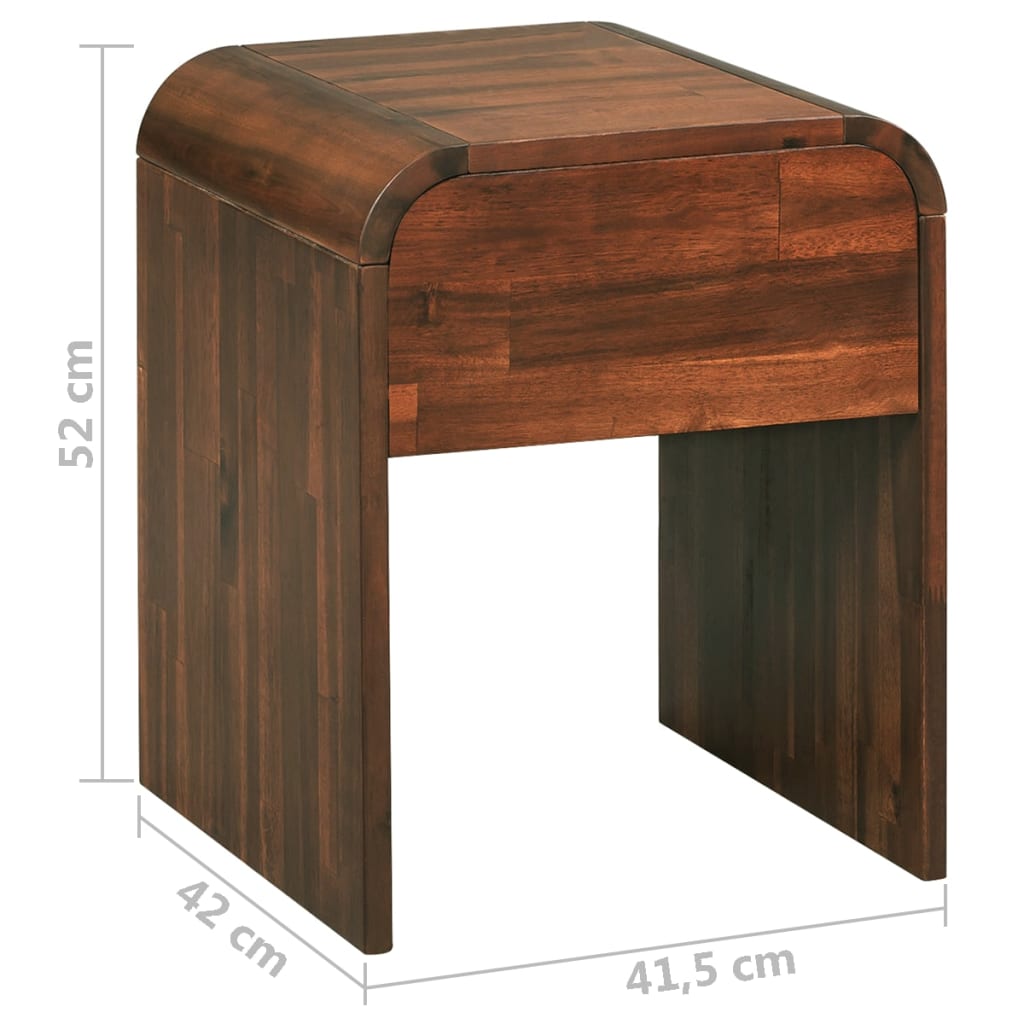 Mesita de noche de madera maciza acacia 41,5x42x52 cm - Imagen 6