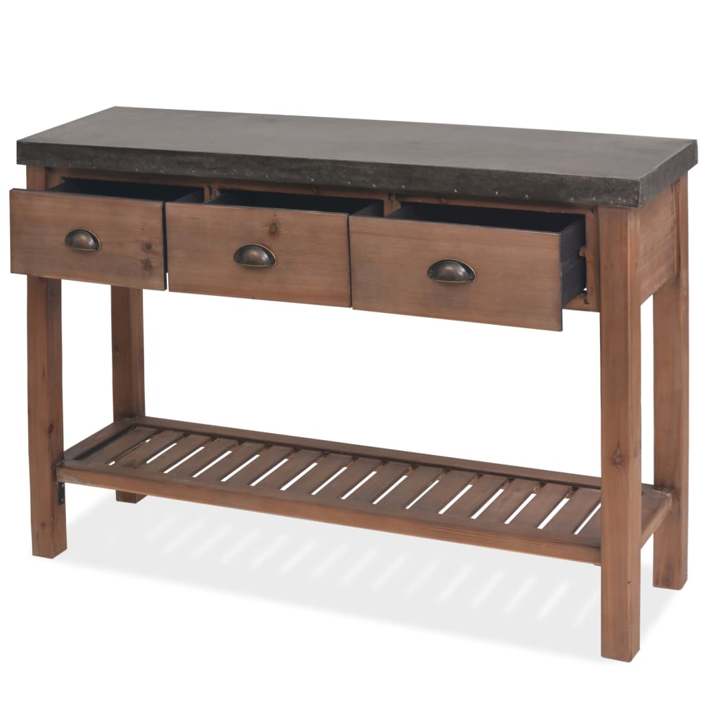 Mesa consola de madera de abeto maciza 122x35x80 cm - Imagen 5