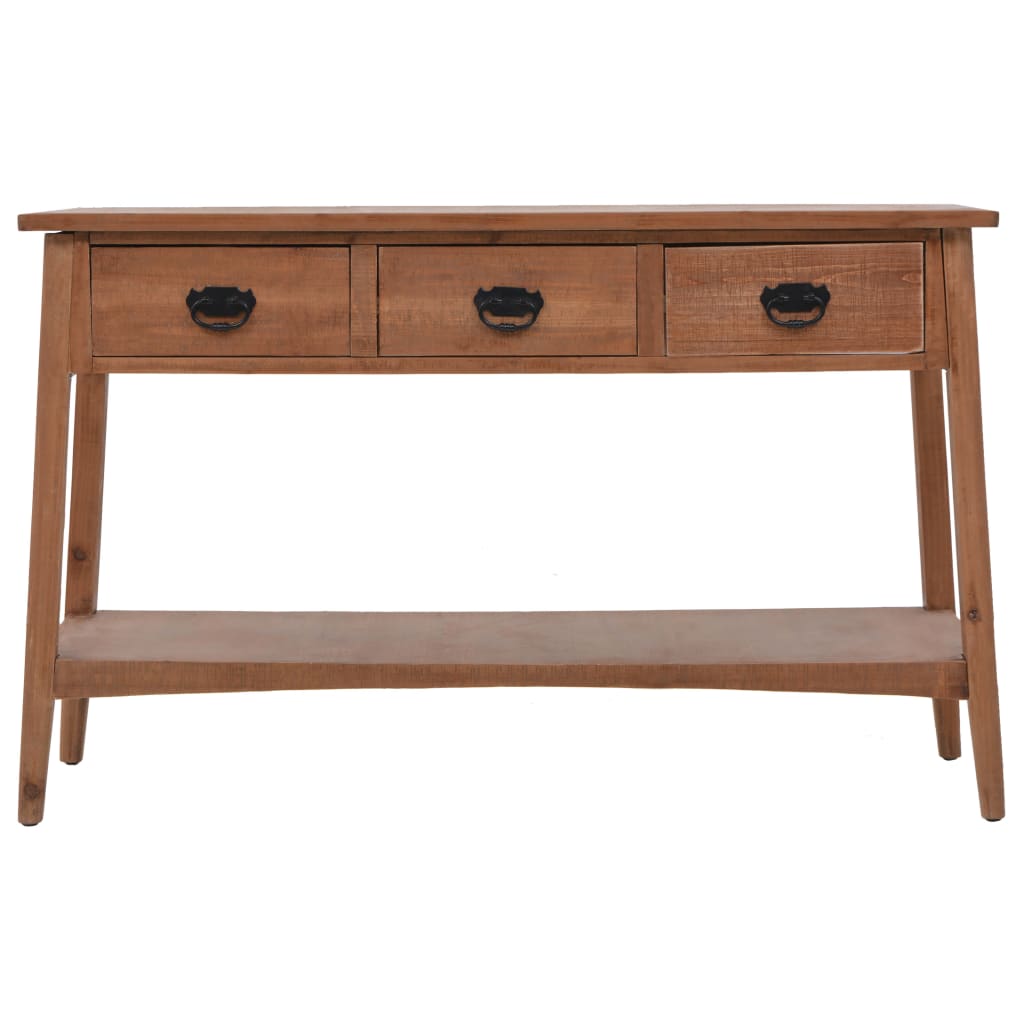 Mesa consola de madera de abeto maciza marrón 126x40x77,5 cm - Imagen 2
