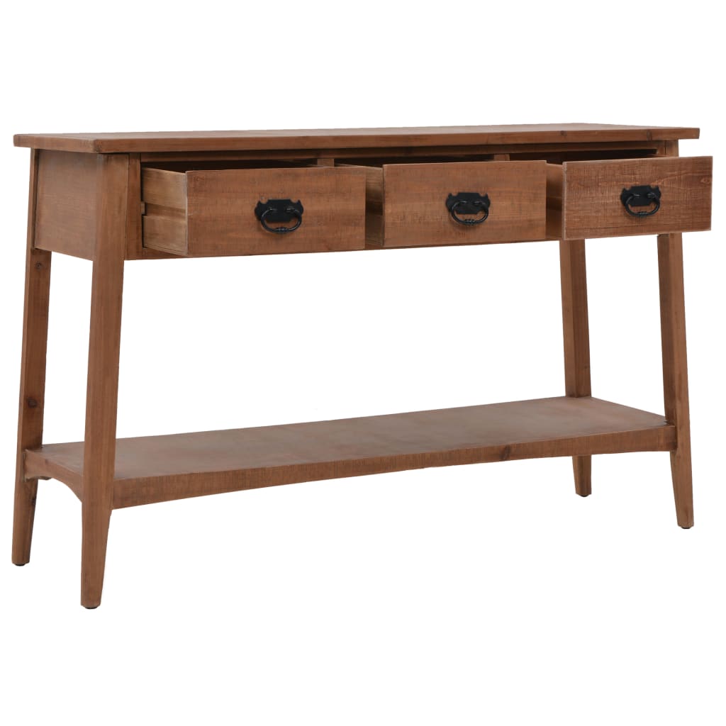 Mesa consola de madera de abeto maciza marrón 126x40x77,5 cm - Imagen 5