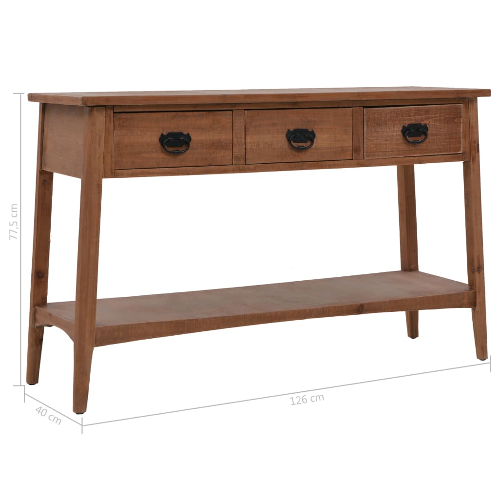 Mesa consola de madera de abeto maciza marrón 126x40x77,5 cm - Imagen 10