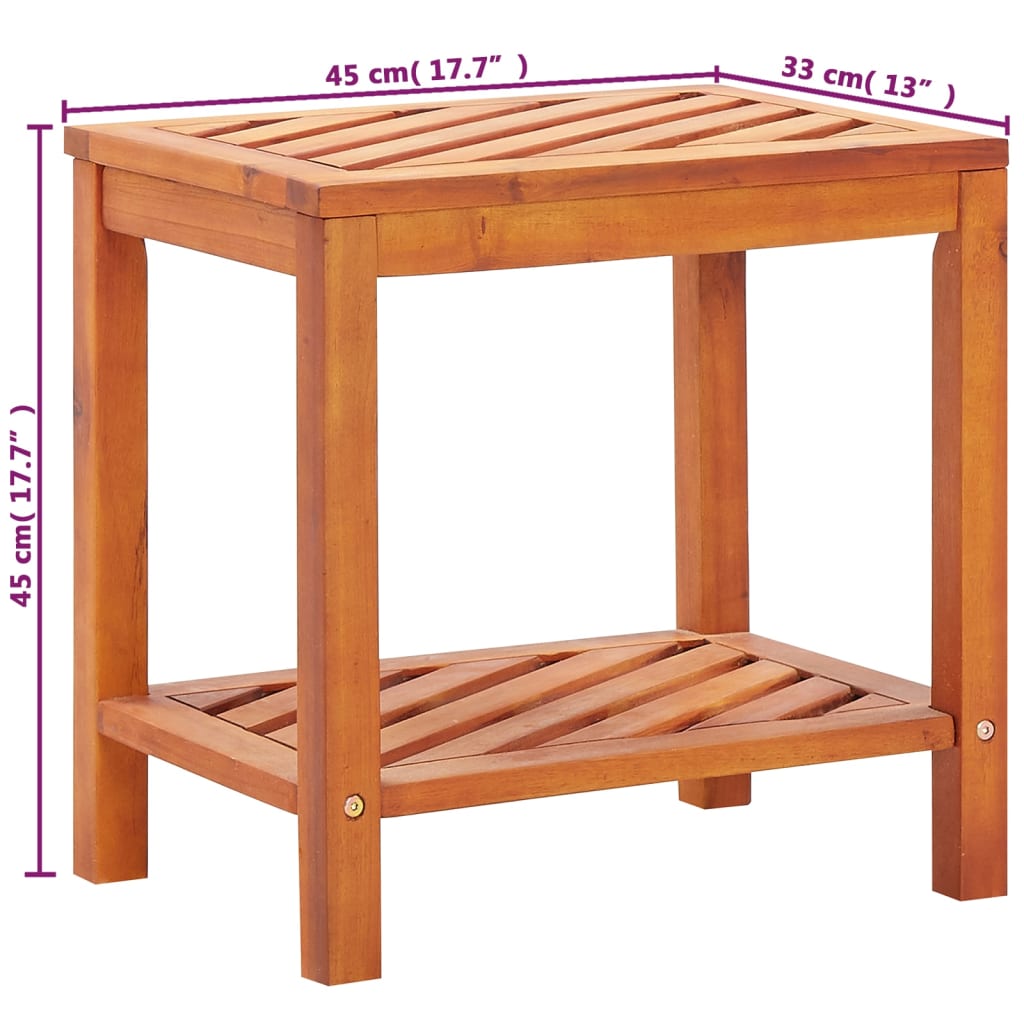 Mesa auxiliar de madera maciza acacia 45x33x45 cm - Imagen 6