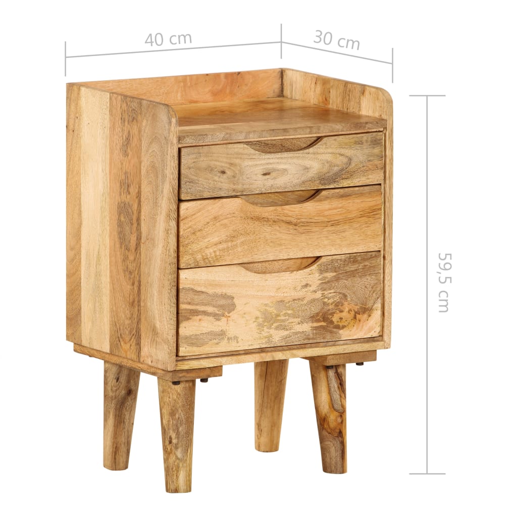 Mesita de noche de madera maciza de mango 40x30x59,5 cm - Imagen 12