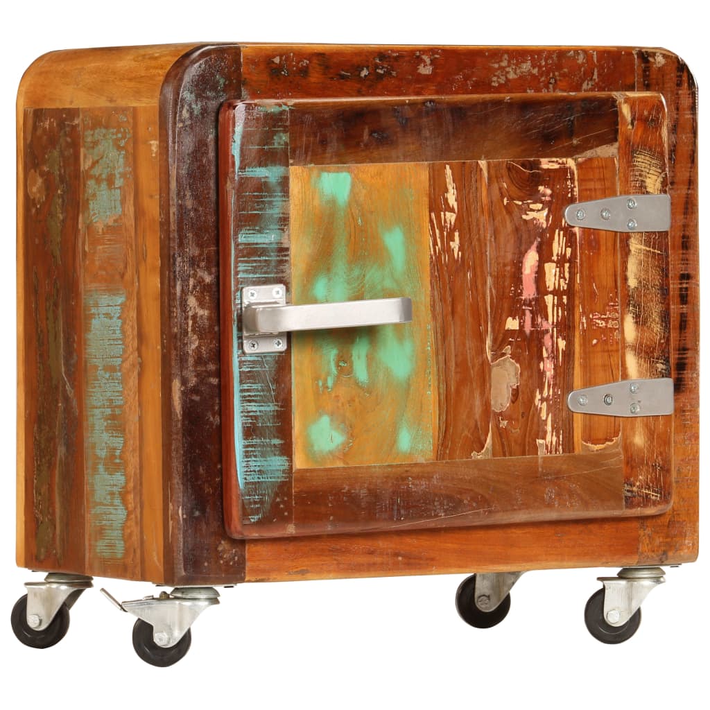 Mesita de noche madera reciclada maciza 50x30x50 cm - Imagen 11