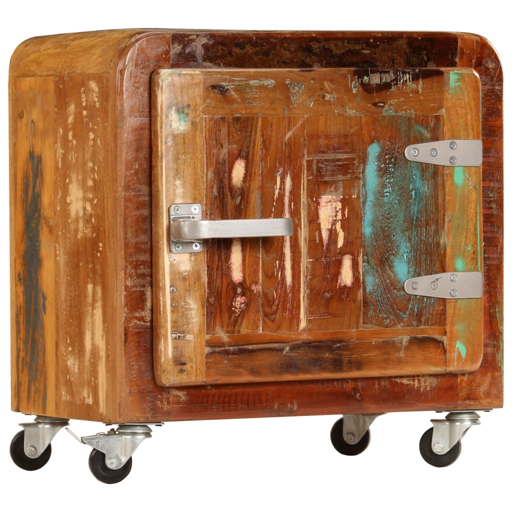 Mesita de noche madera reciclada maciza 50x30x50 cm - Imagen 12