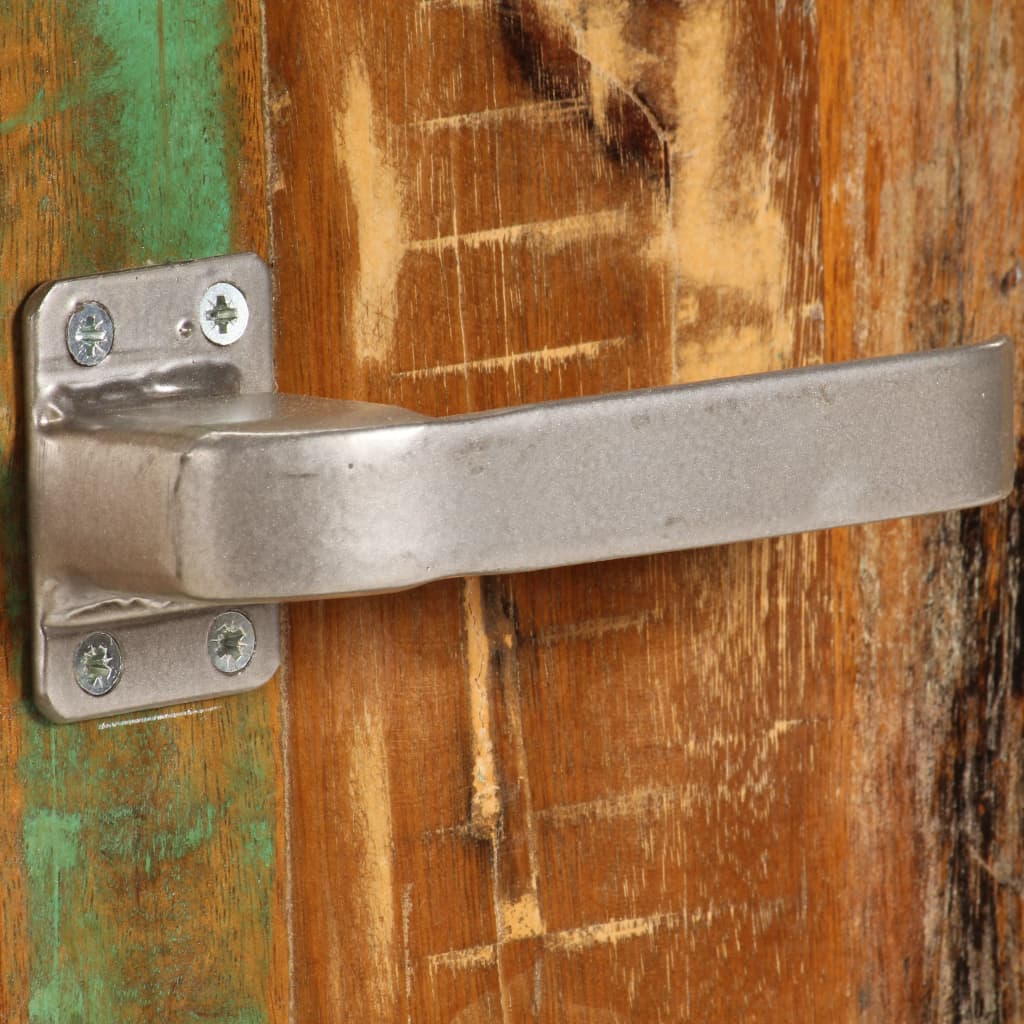 Mesita de noche madera reciclada maciza 50x30x50 cm - Imagen 6