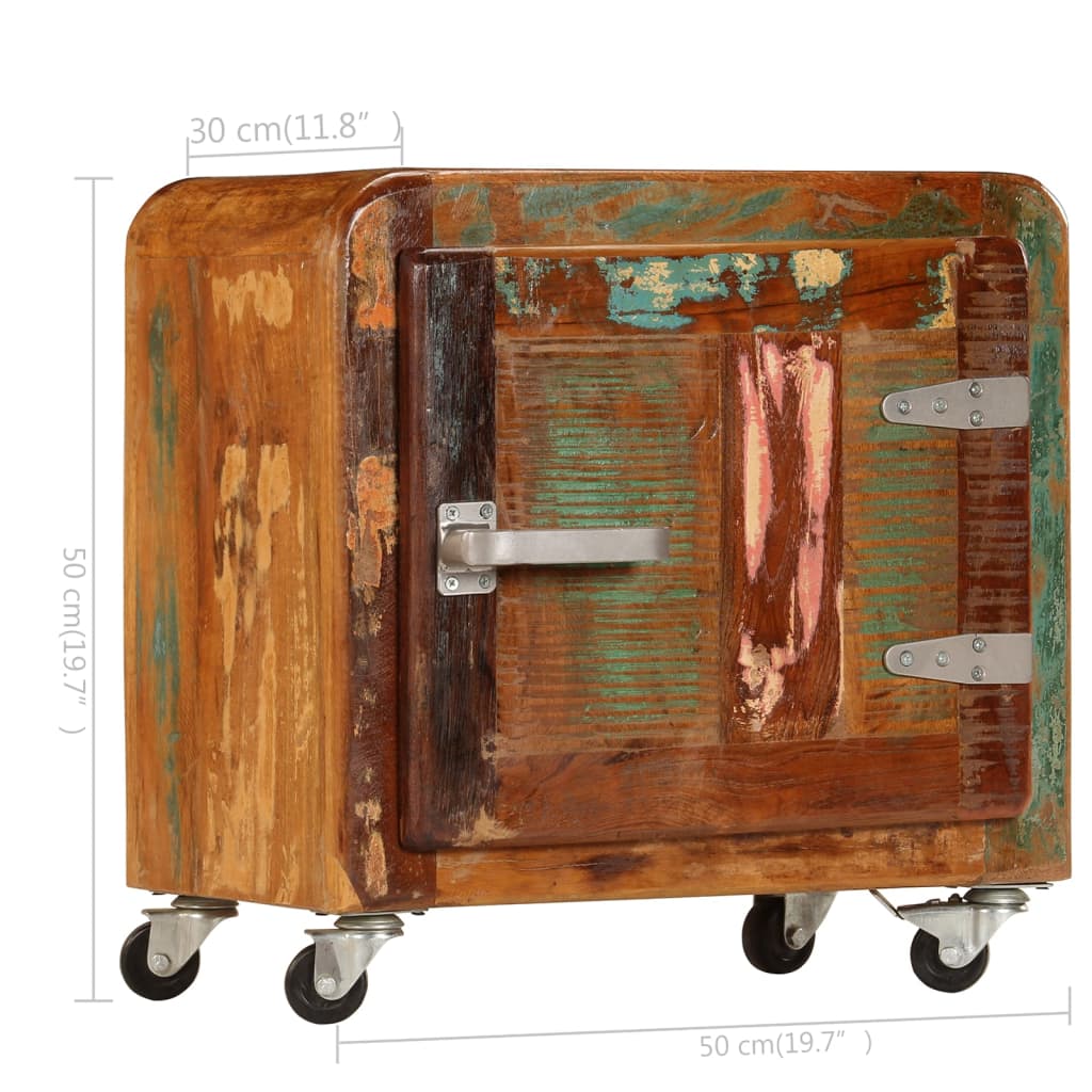 Mesita de noche madera reciclada maciza 50x30x50 cm - Imagen 9