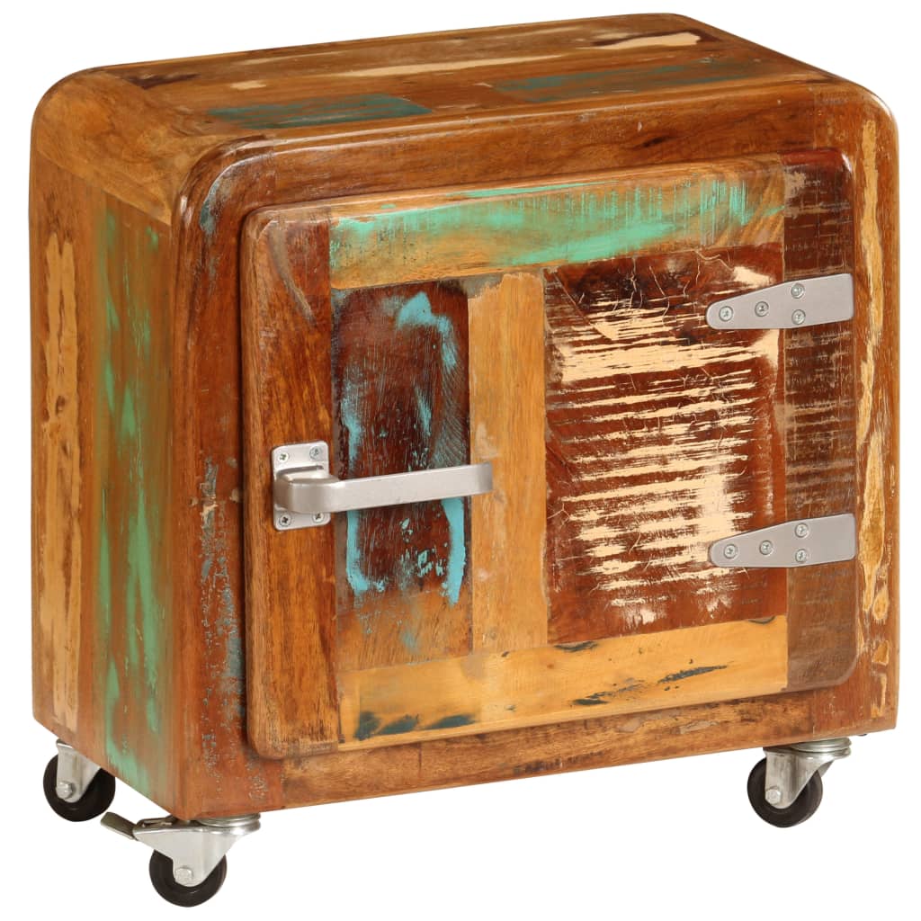 Mesita de noche madera reciclada maciza 50x30x50 cm - Imagen 10