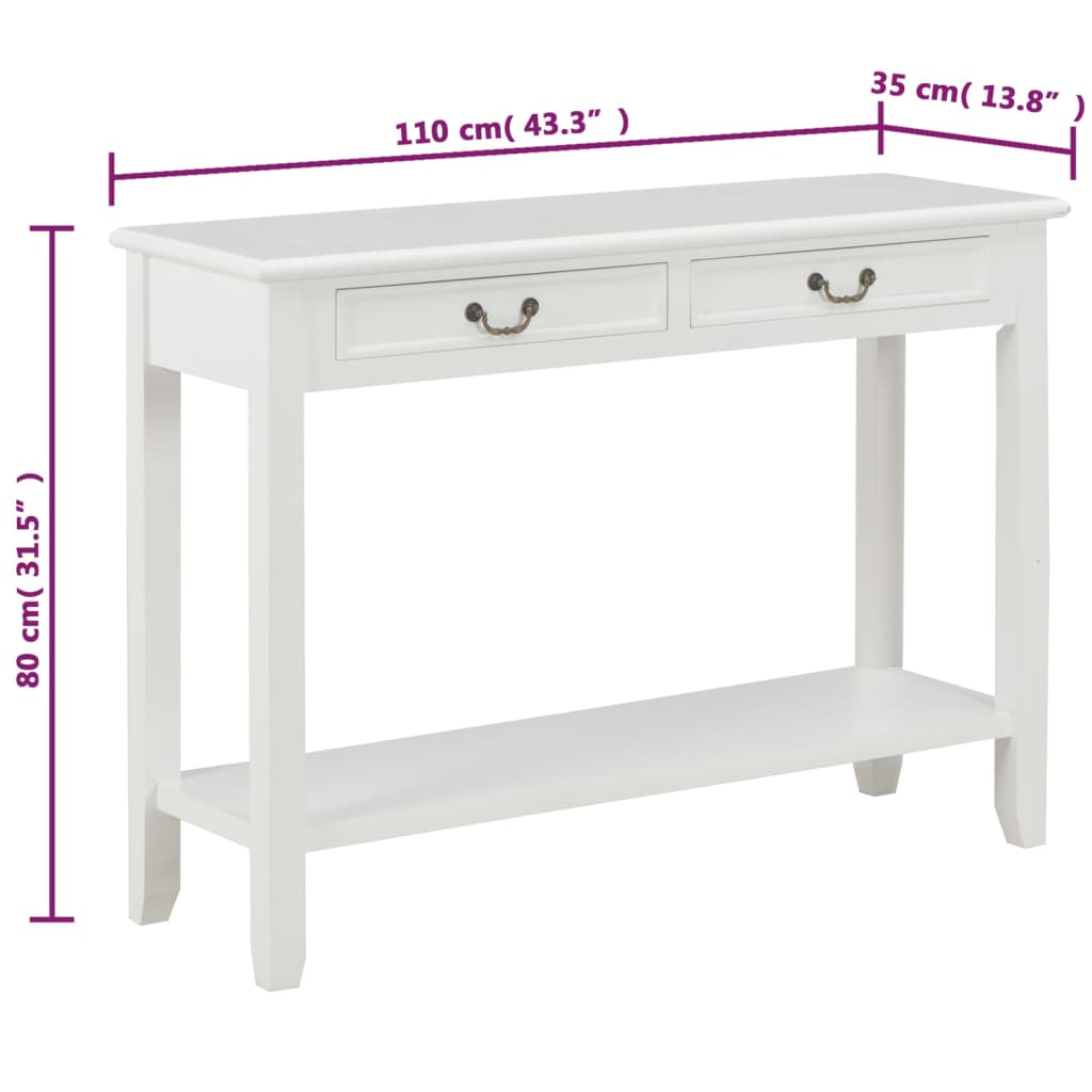 Mesa consola de madera blanco 110x35x80 cm - Imagen 8