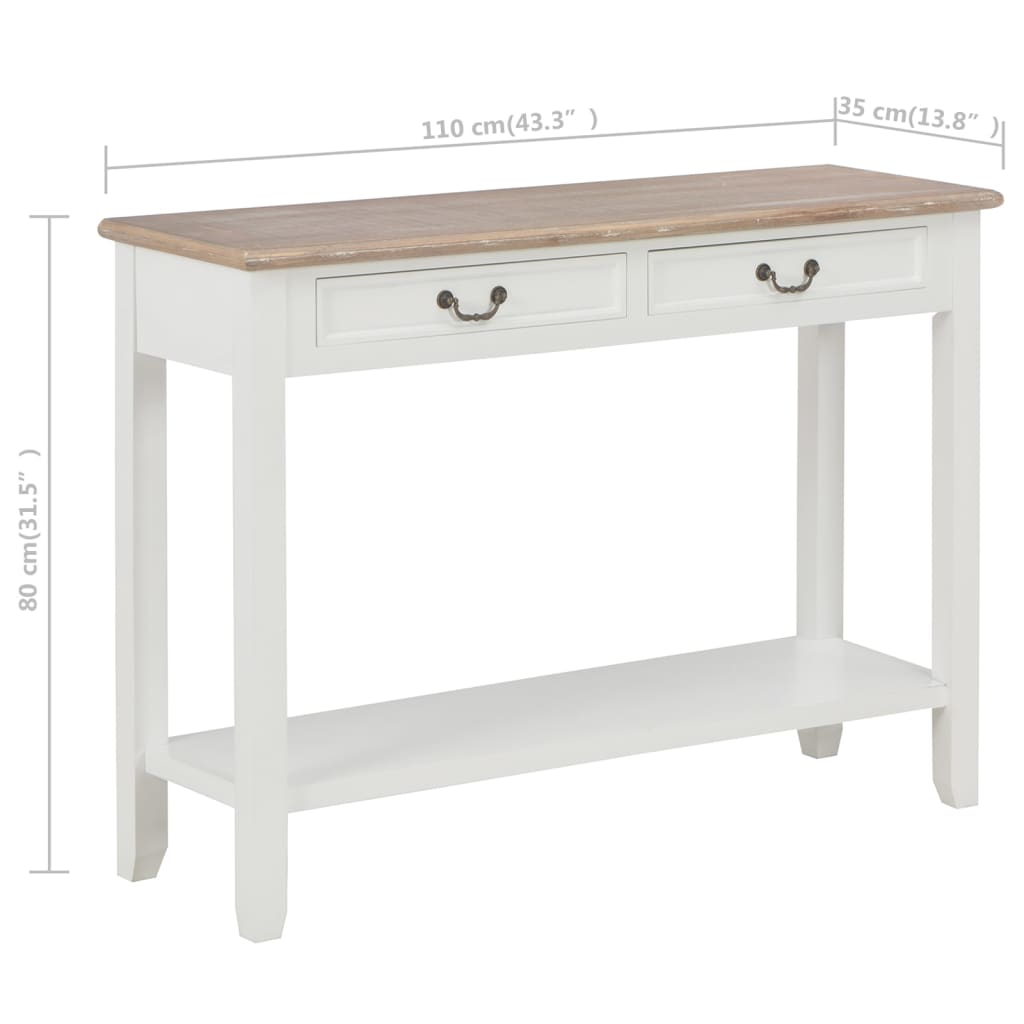 Mesa consola de madera blanco 110x35x80 cm - Imagen 8
