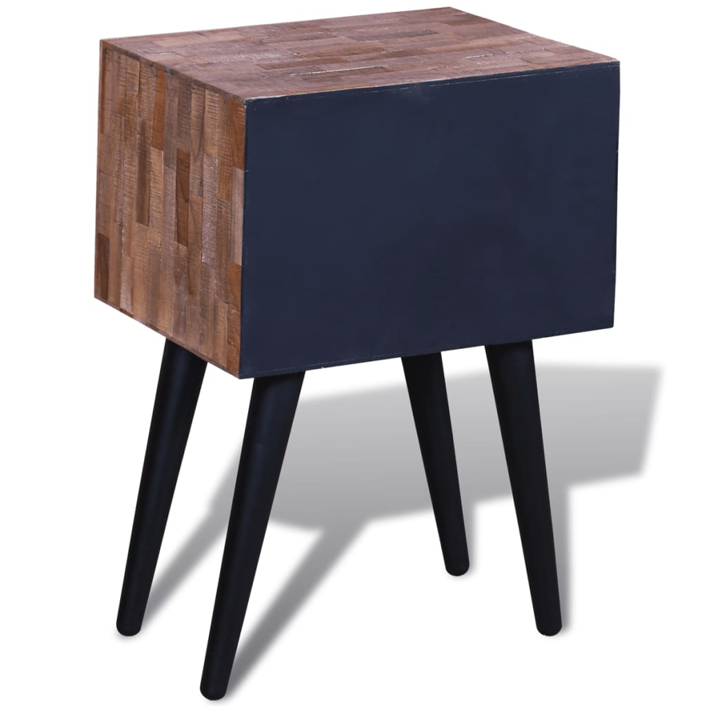 Mesita de noche con 2 cajones madera de teca reciclada - Imagen 6