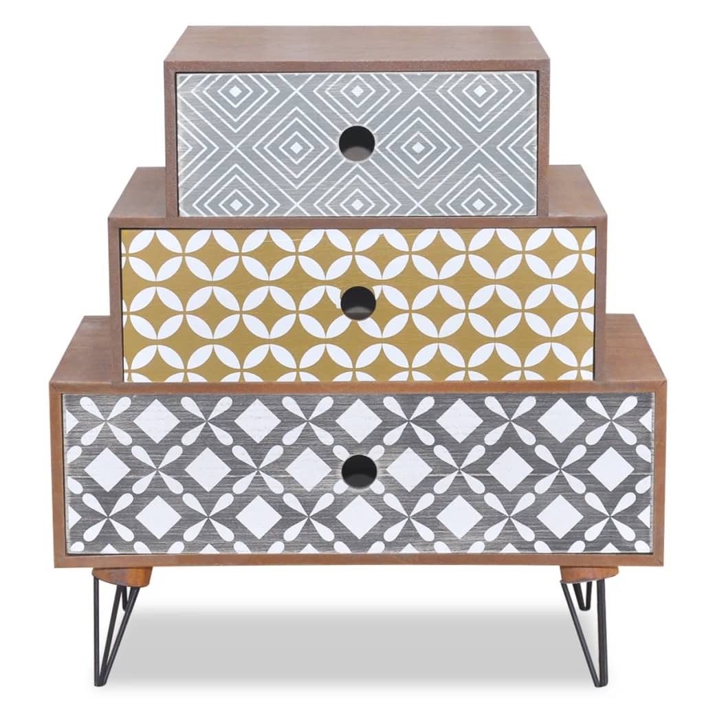 Mesita de noche con 3 cajones marrón - Imagen 3