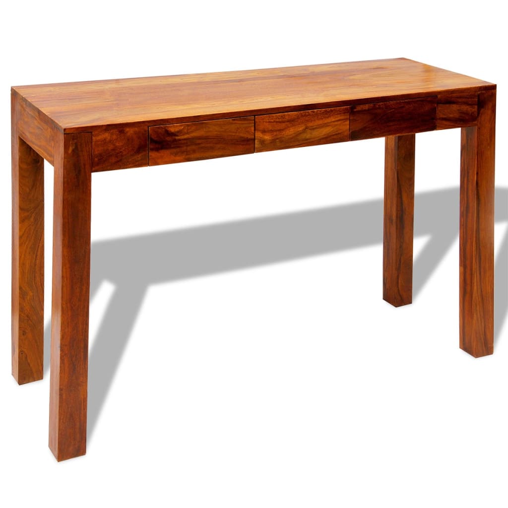 Mesa consola con 3 cajones madera maciza Sheesham 80 cm - Imagen 8