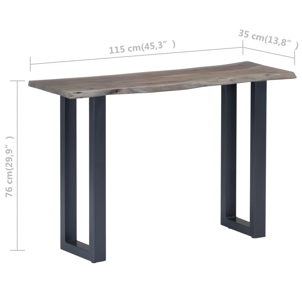 Mesa consola 115x35x76 cm madera maciza de acacia y hierro gris - Imagen 7