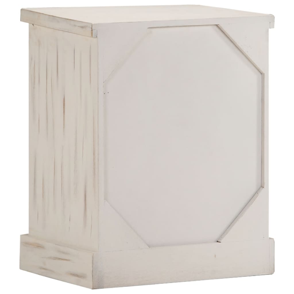 Mesita de noche de madera maciza de mango blanca 40x30x50 cm - Imagen 4