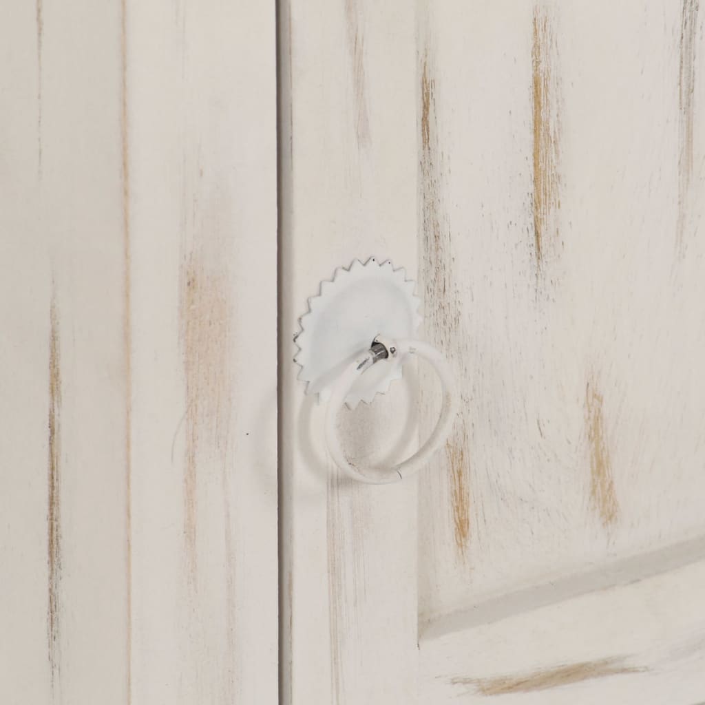 Mesita de noche de madera maciza de mango blanca 40x30x50 cm - Imagen 8