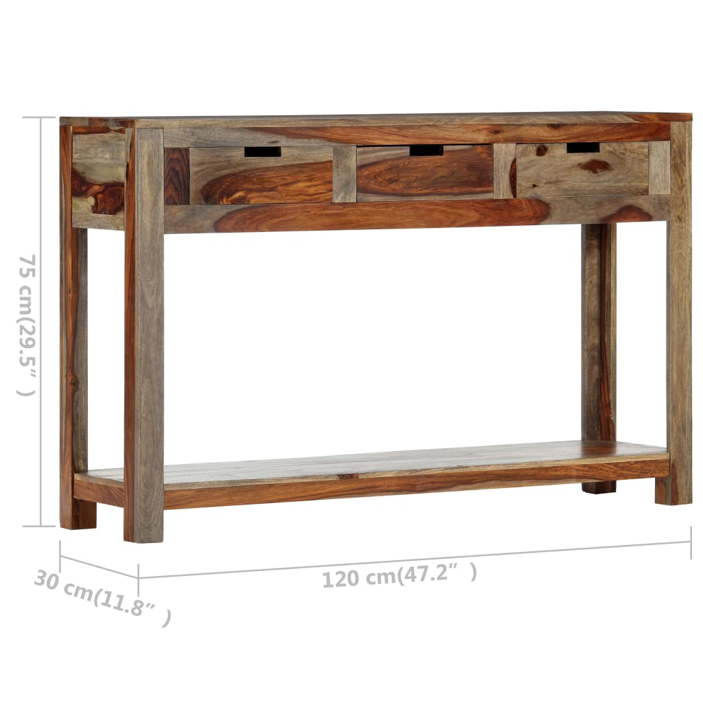 Mesa consola con 3 cajones madera maciza sheesham 120x30x75cm - Imagen 10