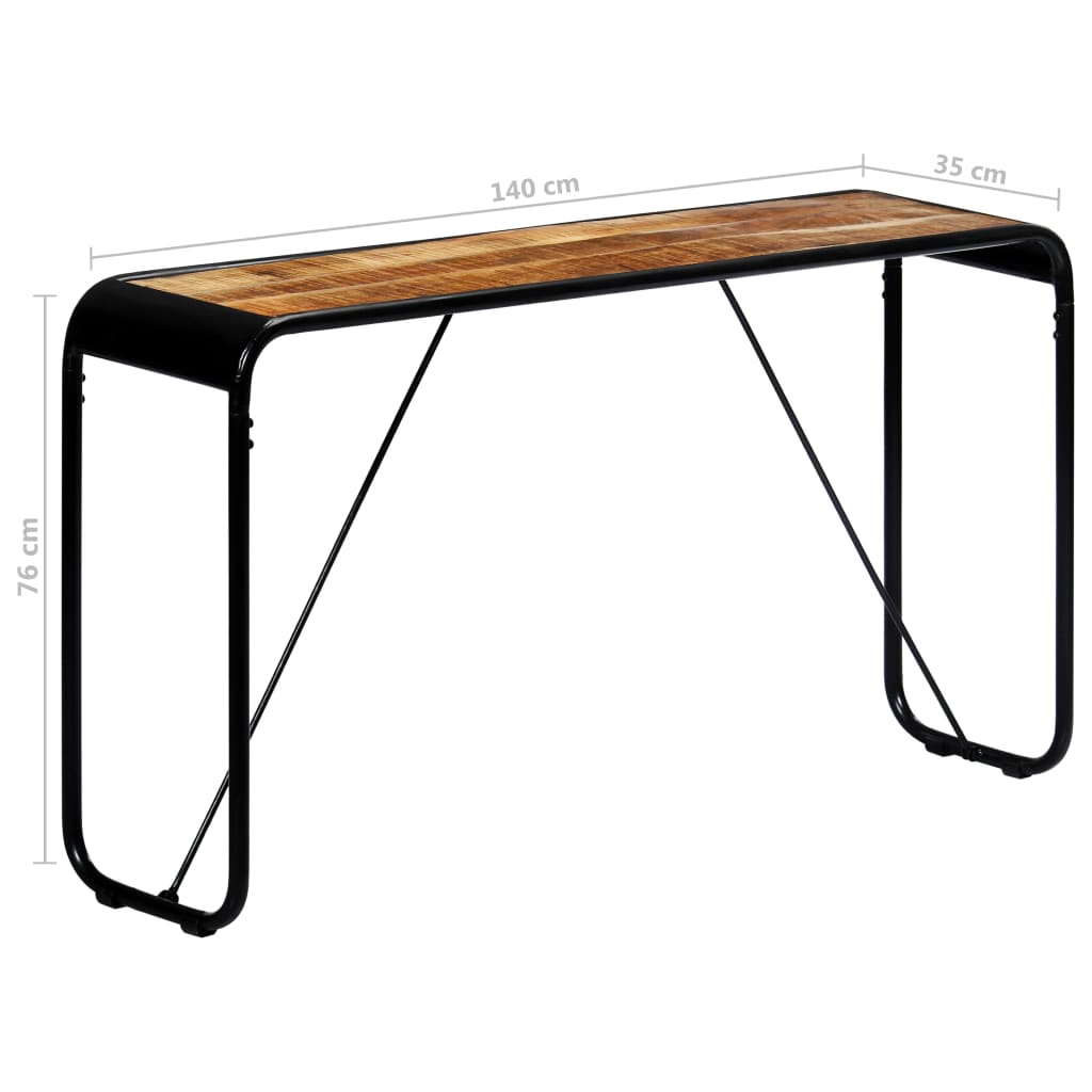 Mesa consola de madera maciza de mango sin tratar 140x35x76 cm - Imagen 7